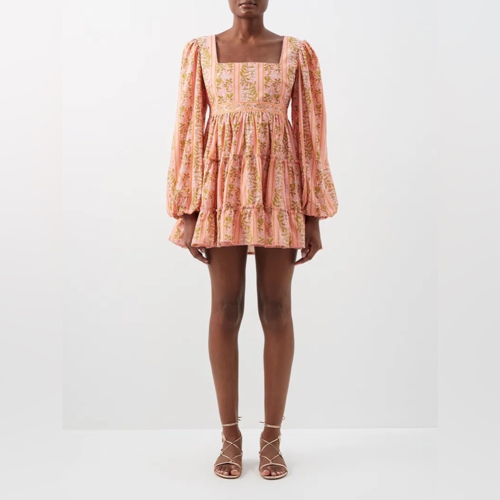 AGUA BY AGUA BENDITA Avena Floral-Print Cotton-Poplin Mini Dress